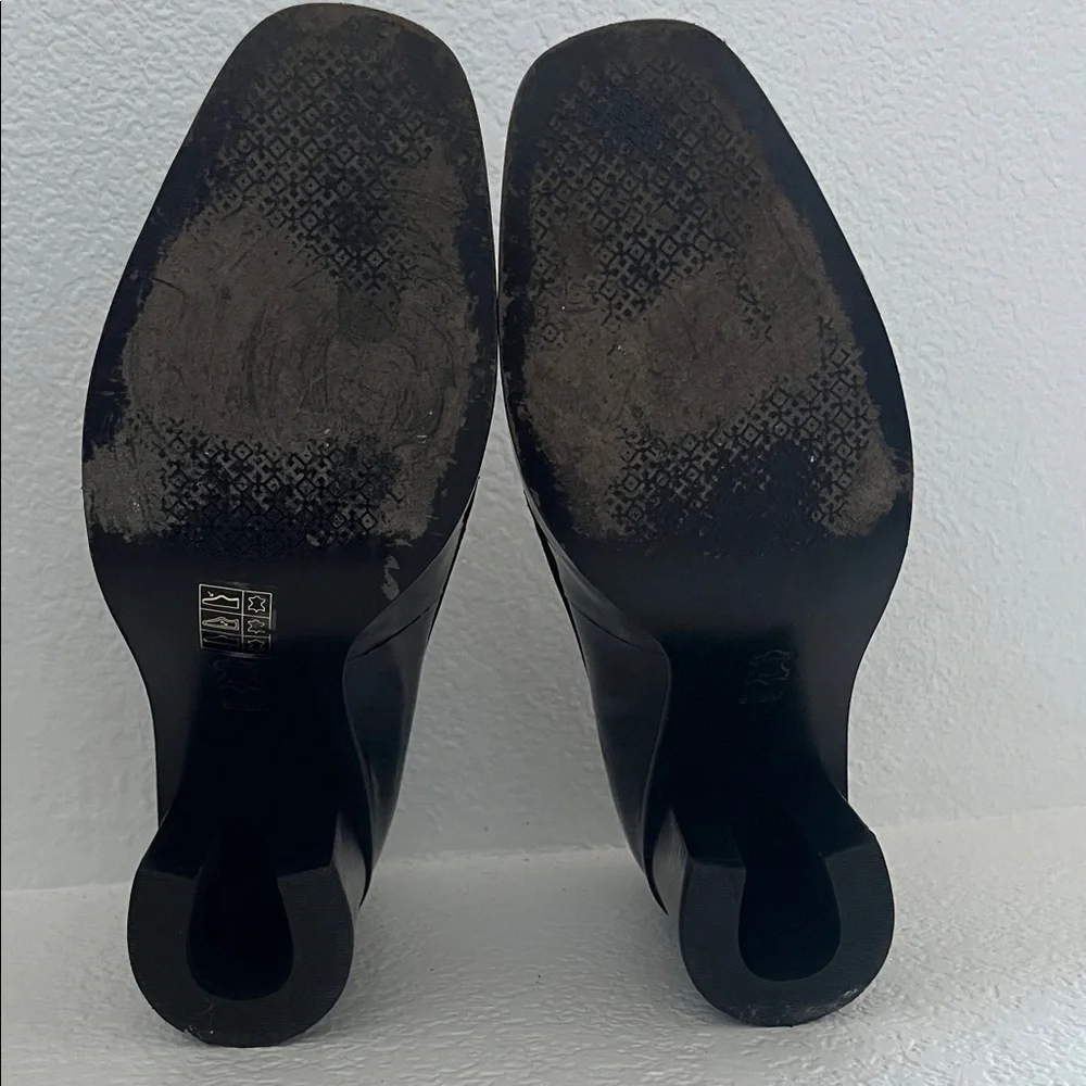 Tory Burch Navy Gemini Link Patent Mid Heel Loafers